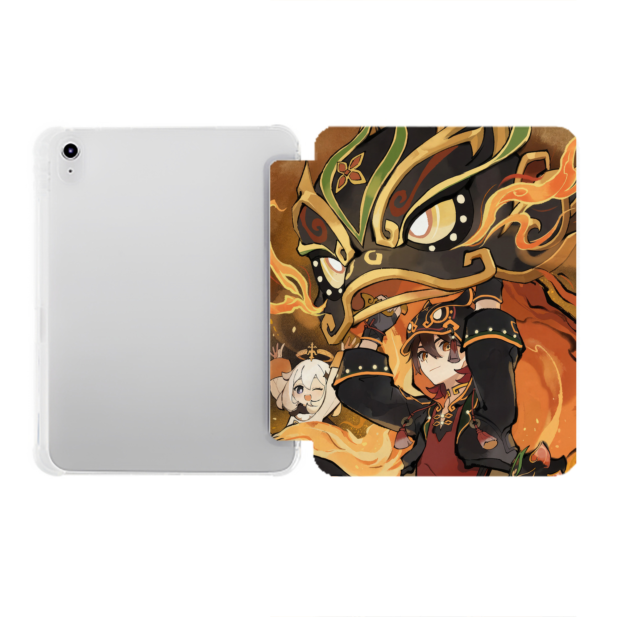 げんし神 genshin IPad ケース ペン収納付き 三つ折りスタンド PUレザー×シリコン 対応機種9.5/10.5/10.9インチ